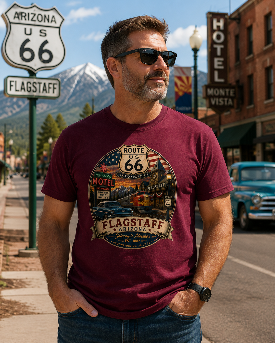 Flagstaff Arizona Route 66 100th Anniversary Shirt – Destination No. 25 of 36 | Route 66 Collection™