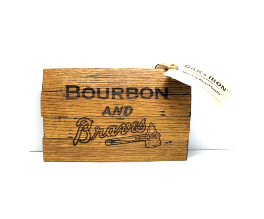 Whiskey Barrel Braves Wall Sign – Rustic Oak Sports Bar Decor