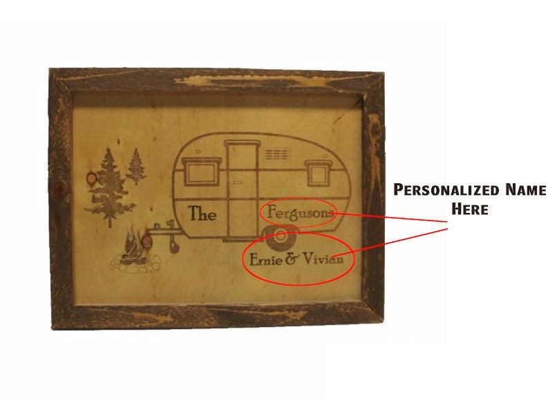 Personalized Camper Wall Sign – Custom “Canned Ham” Camper Laser Engraved Rustic Wood Sign – Camping Gift Decor (8x10)