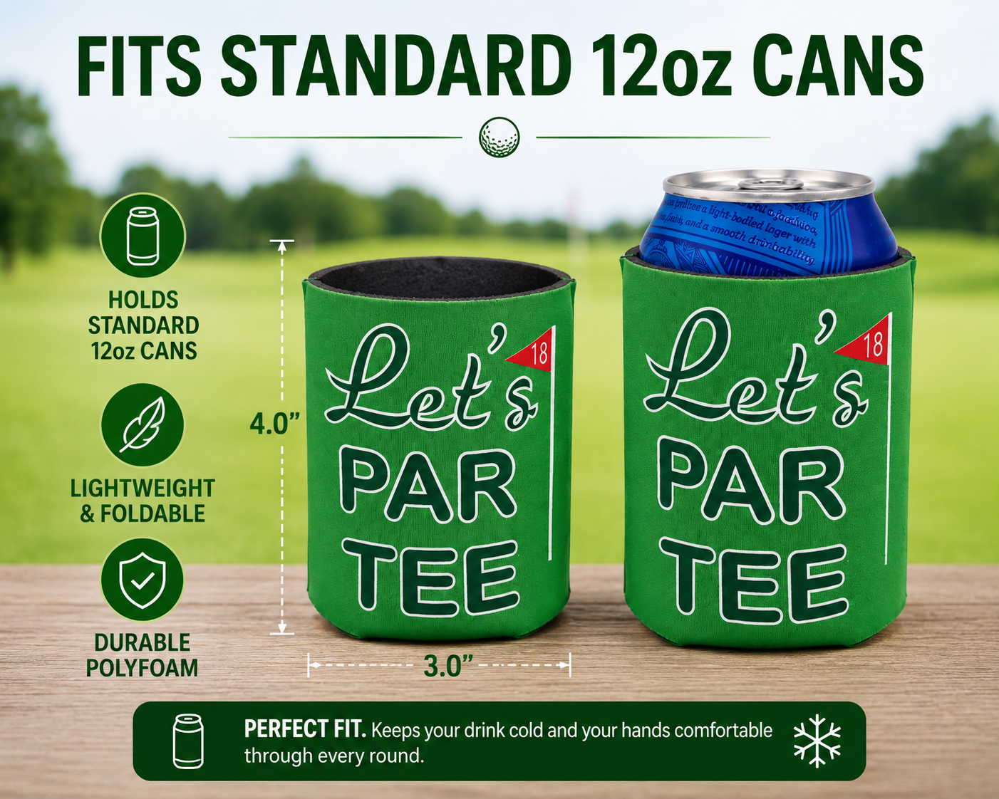 Let’s PAR TEE™ Golf Can Cooler – Funny Golf Gift for Golfers, Bachelor Parties & Tournaments