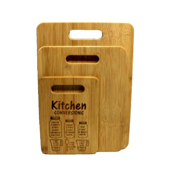 Kitchen Conversion Cutting Board – Engraved Bamboo Measurement Conversion Board (3 Sizes)