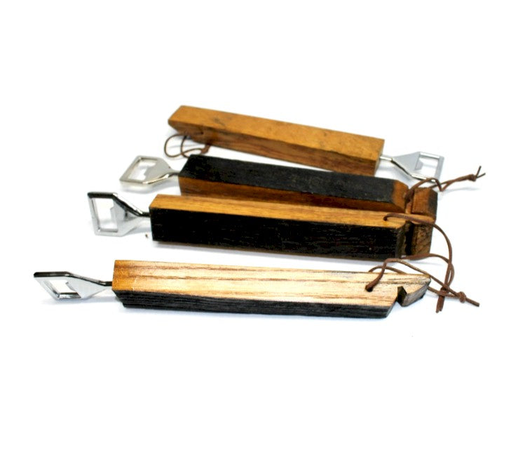 Rustic Wooden Bottle Opener – Whiskey Barrel Handheld Beer Opener for Bar or Gift for Him