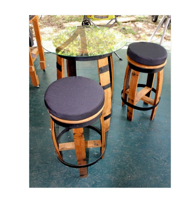 Whiskey Barrel Bistro Table Set – Premium Man Cave Gift for Bourbon Lovers & Home Bars