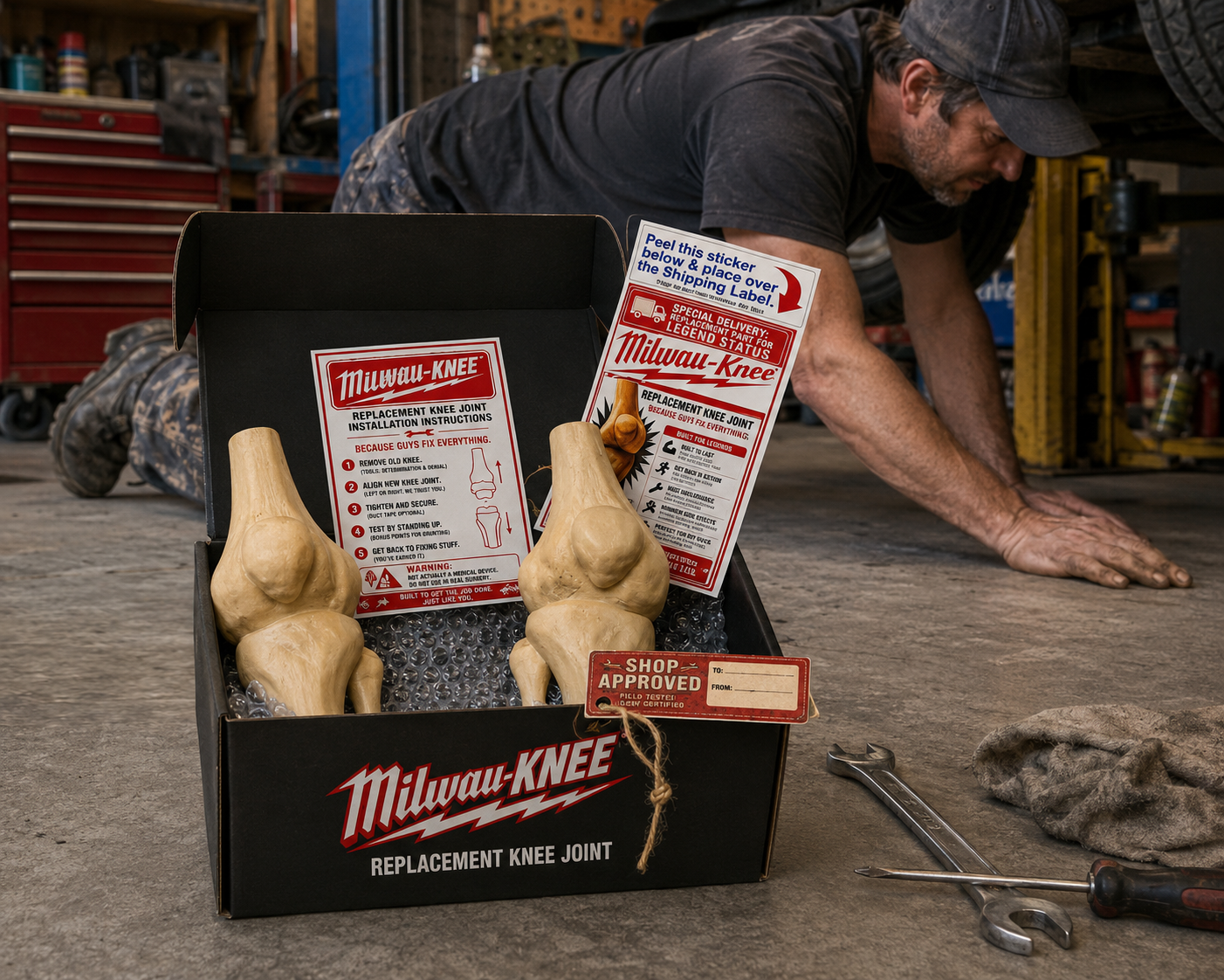 Funny Father’s Day Gift for DIY Dads & Hardworking Husbands - MILWAU-KNEE™ Replacement Knee Joint  IY Kit
