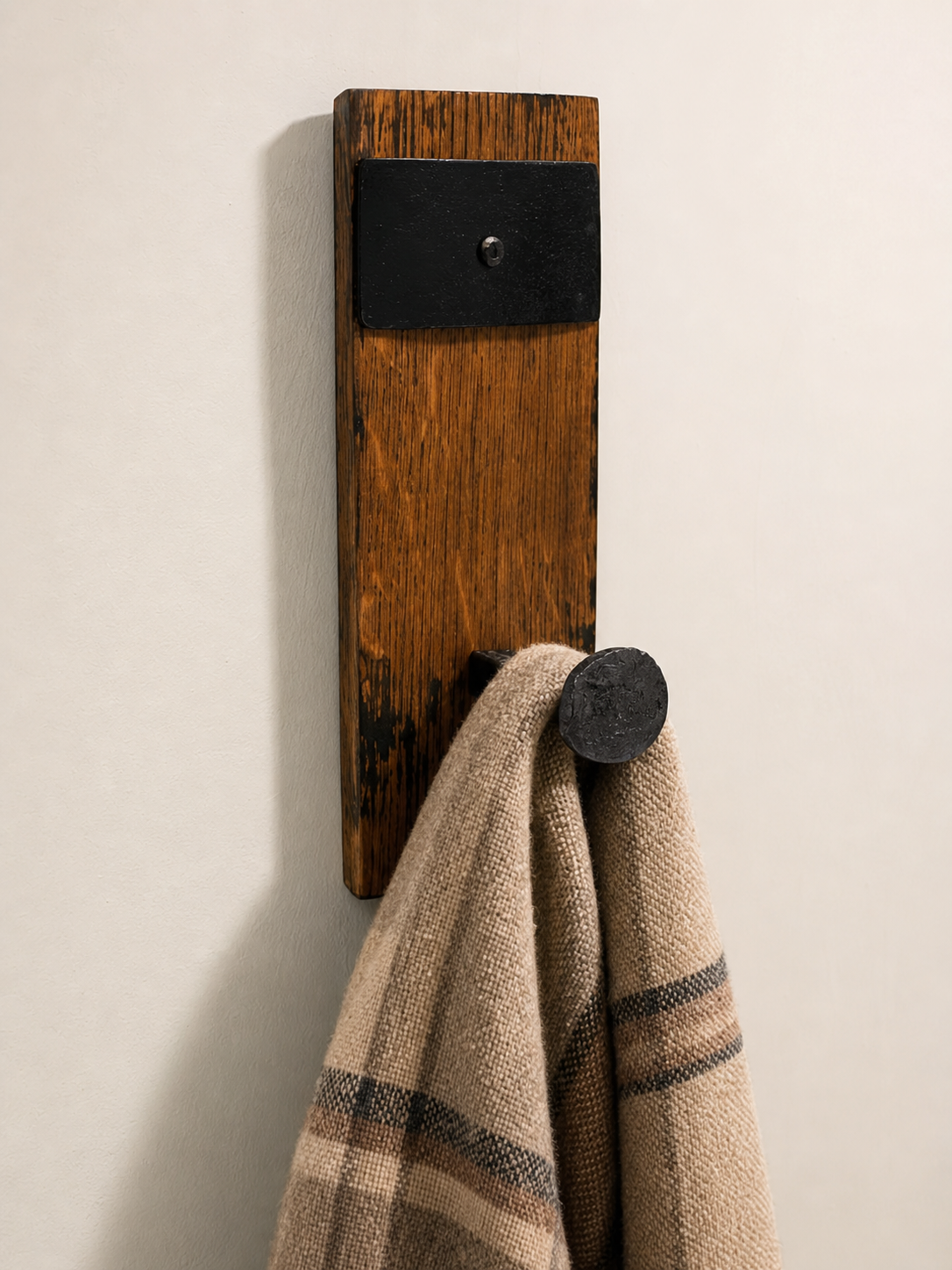 Railroad Spike Wall Hook – Rustic Coat & Hat Hook – Reclaimed Wood Entryway Hook