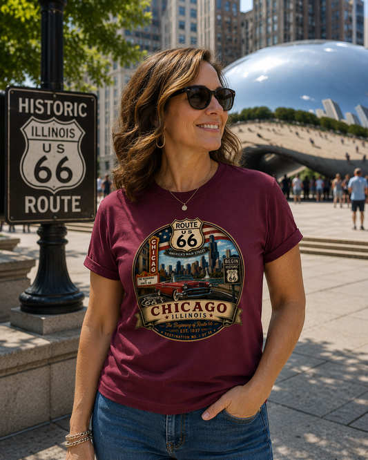 Chicago Illinois Route 66 Shirt – Historic & 100th Anniversary Editions – Destination No. 1 of 36