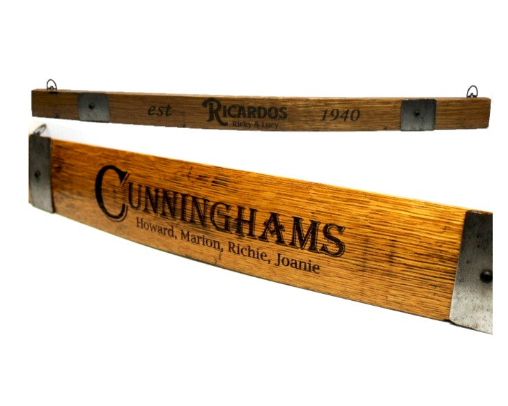 Personalized Whiskey Barrel Stave Name Sign – 24" Custom Family Name & Date