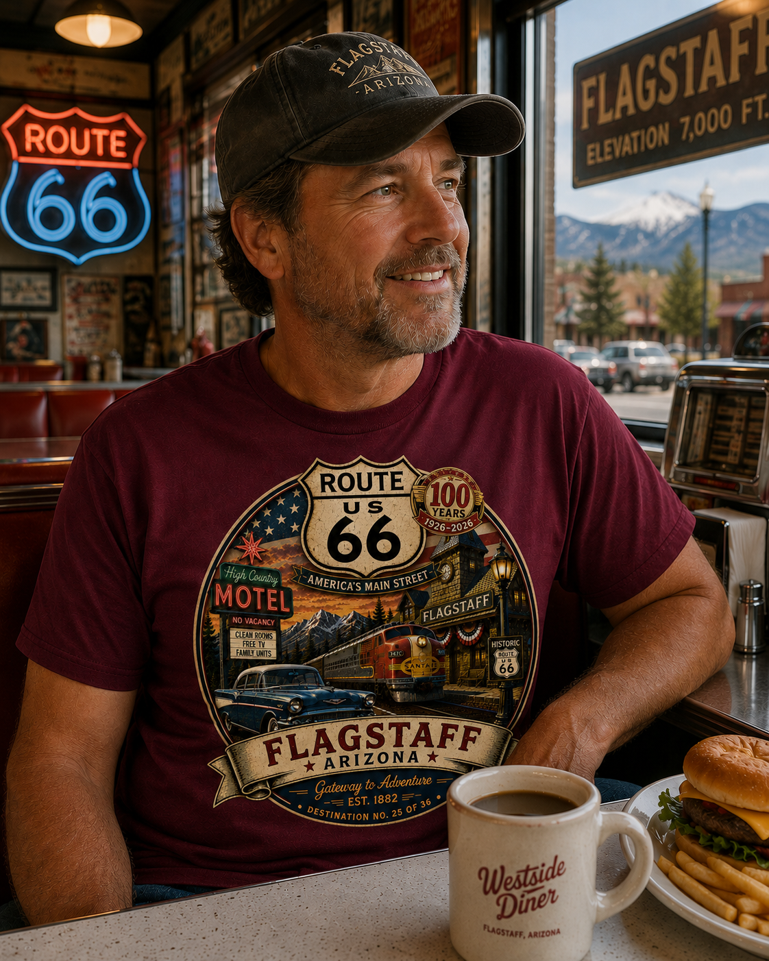 Flagstaff Arizona Route 66 100th Anniversary Shirt – Destination No. 25 of 36 | Route 66 Collection™