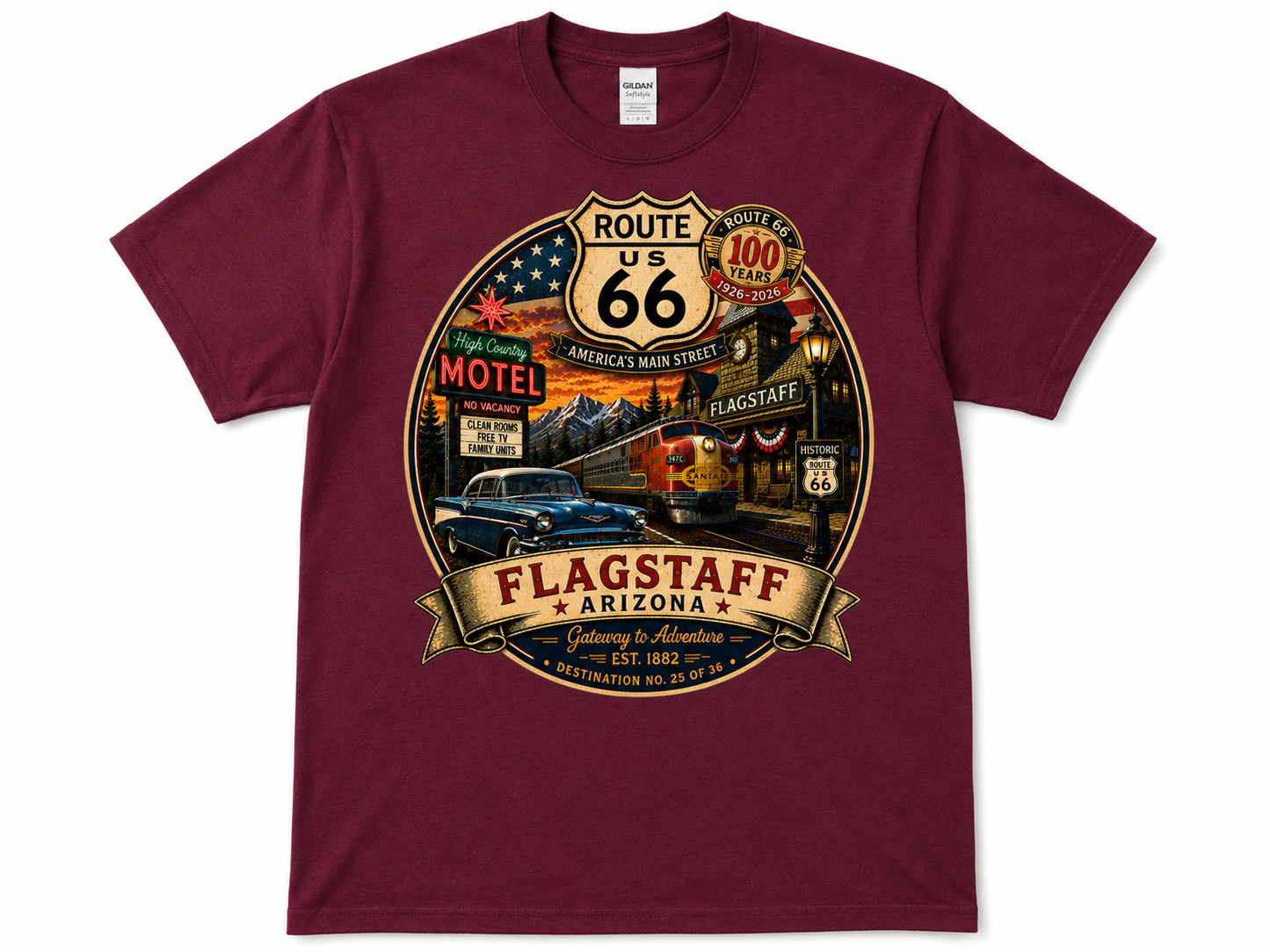 Flagstaff Arizona Route 66 100th Anniversary Shirt – Destination No. 25 of 36 | Route 66 Collection™