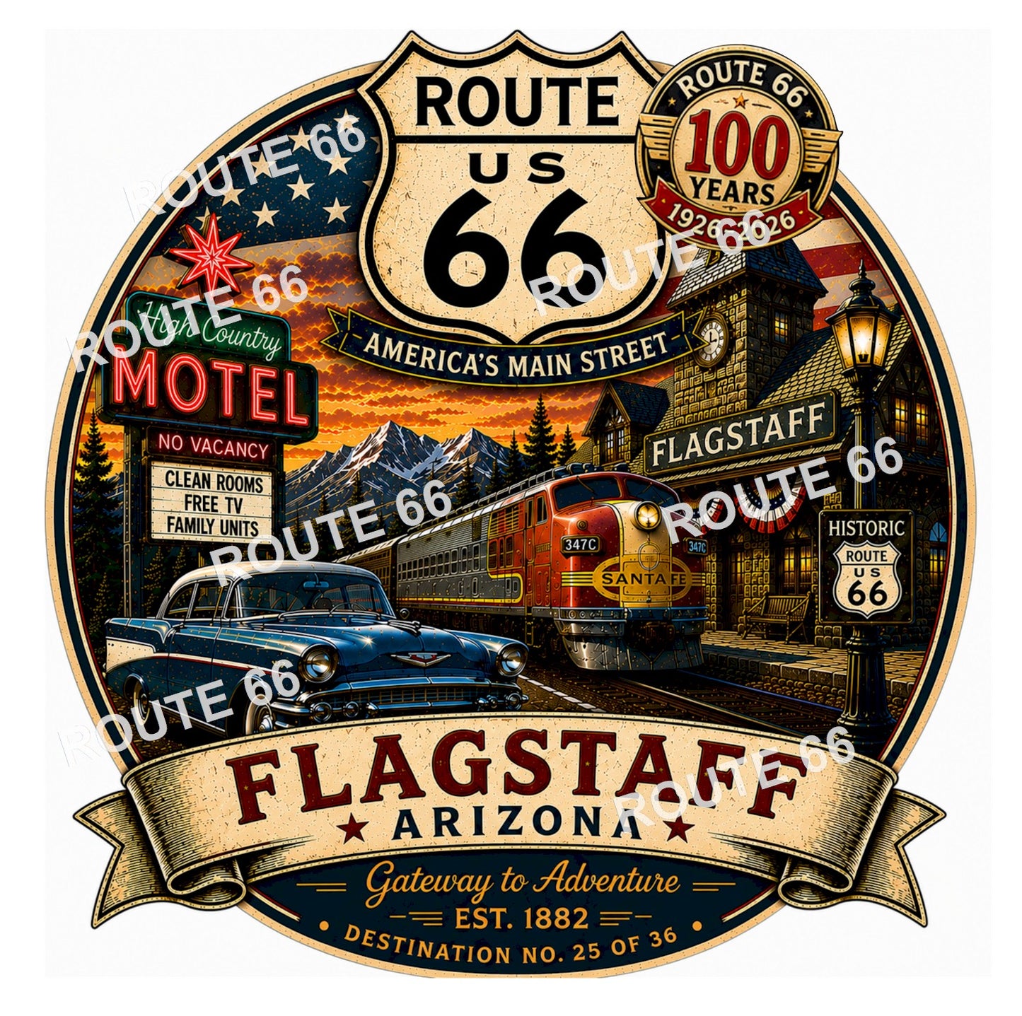 Flagstaff Arizona Route 66 100th Anniversary Shirt – Destination No. 25 of 36 | Route 66 Collection™