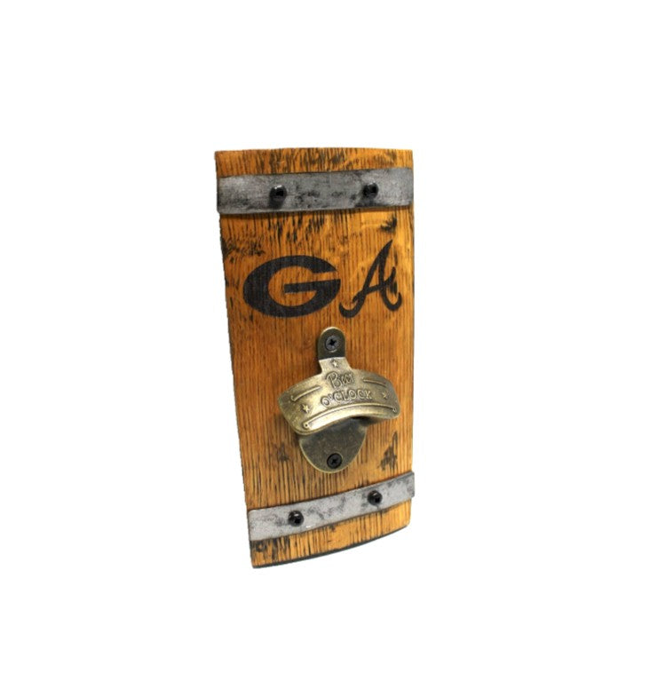 Oak Wall Bottle Opener – Rustic Whiskey Barrel Opener (Gift for Him)