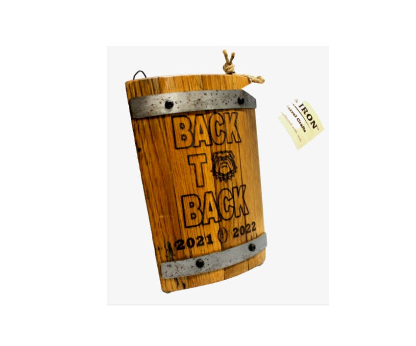 Georgia Bulldogs Back-to-Back Champion Whiskey Barrel Stave Wall Decor (2021–2022)