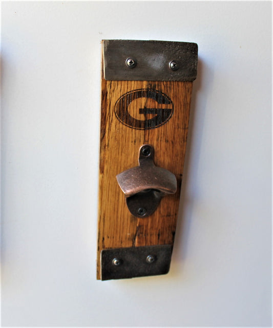 Oak Wall Bottle Opener – Rustic Whiskey Barrel Opener (Gift for Him)