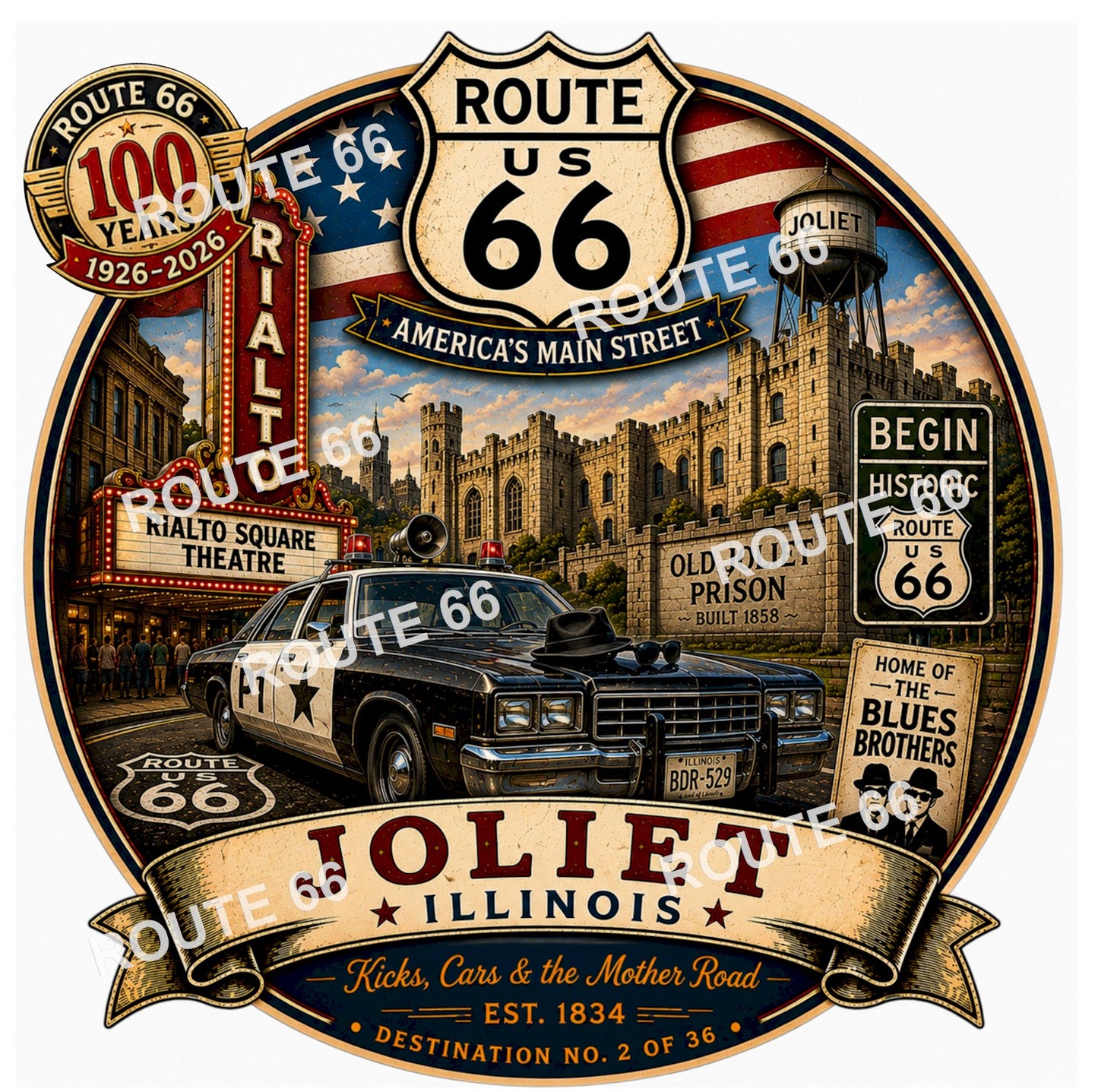 Joliet Illinois Route 66 Shirt – Historic & 100th Anniversary Editions – Destination No. 2 of 36