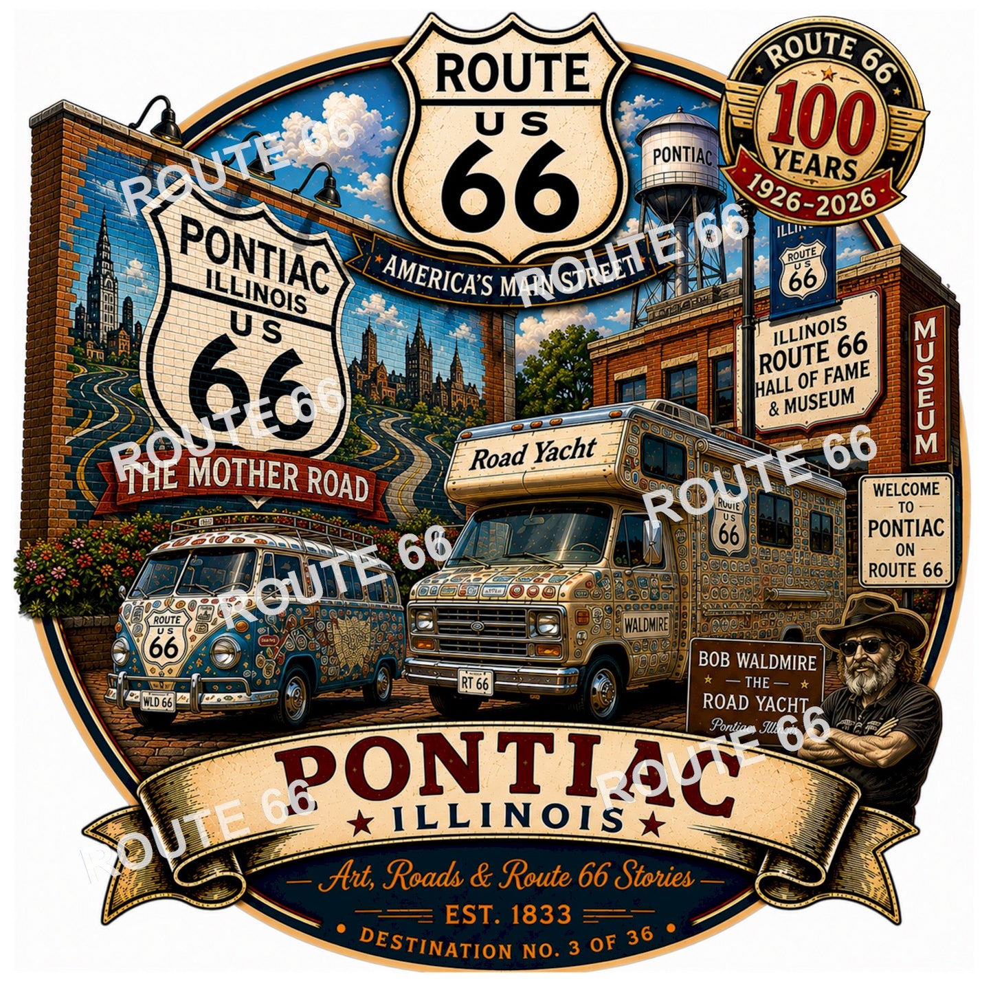 Pontiac Illinois Route 66 Shirt – Historic & 100th Anniversary Editions – Destination No. 3 of 36