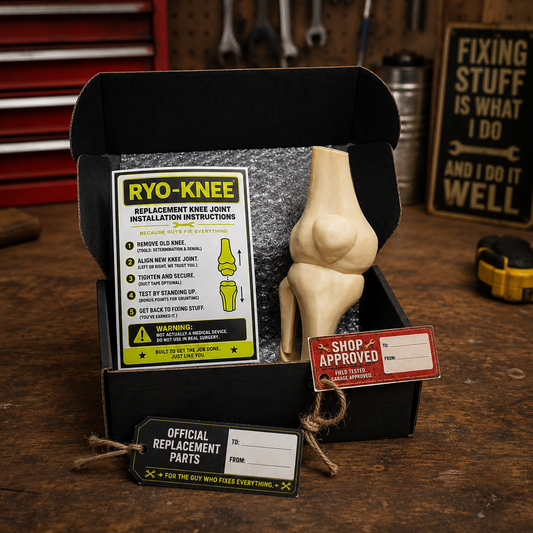 Funny Knee Joint Gift for Dad – Novelty DIY Handyman Gag Gift, RYO-KNEE