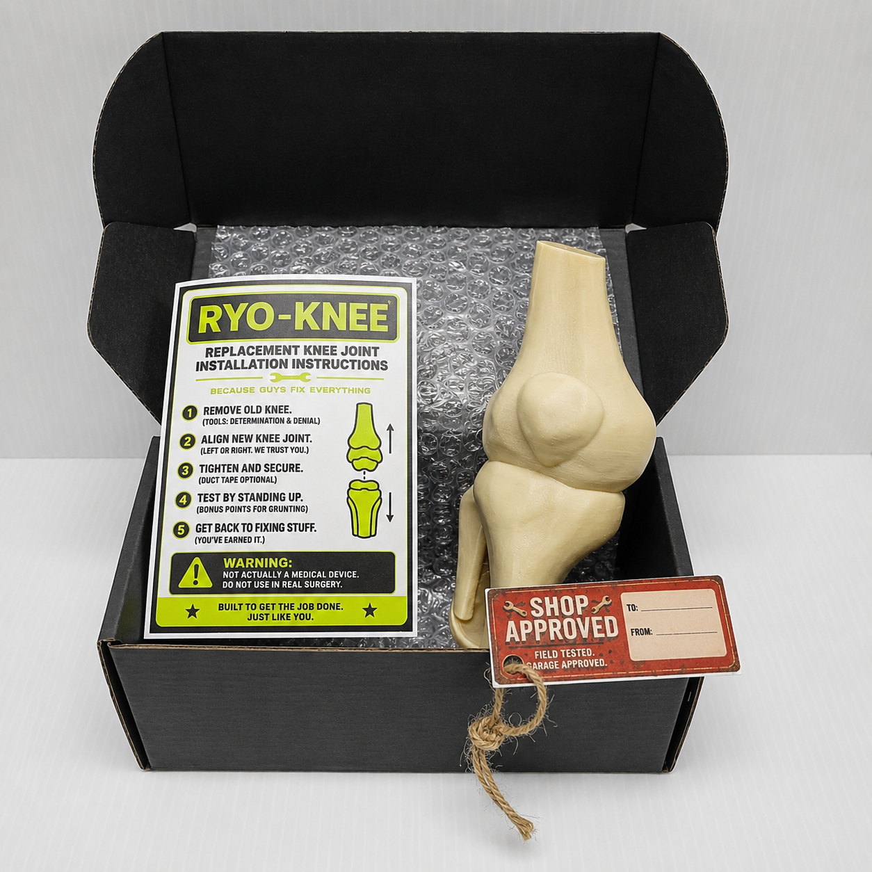 Funny Knee Joint Gift for Dad – Novelty DIY Handyman Gag Gift, RYO-KNEE