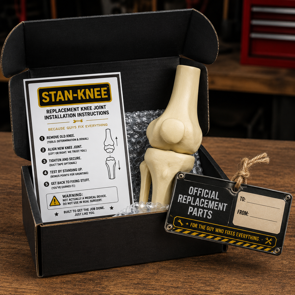 Funny Father’s Day Gift for DIY Dads & Hardworking Husbands - STAN-KNEE™ Replacement Knee Joint  Kit