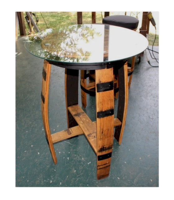 Whiskey Barrel Bistro Table Set – Premium Man Cave Gift for Bourbon Lovers & Home Bars