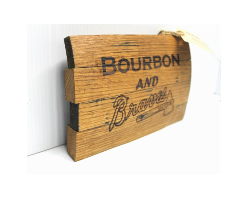 Whiskey Barrel Braves Wall Sign – Rustic Oak Sports Bar Decor