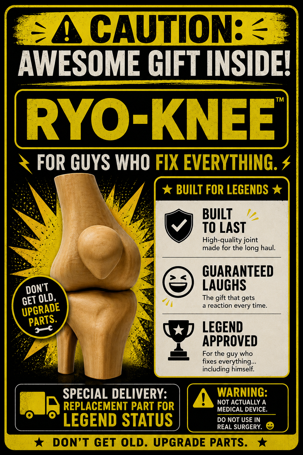 Funny Knee Joint Gift for Dad – Novelty DIY Handyman Gag Gift, RYO-KNEE