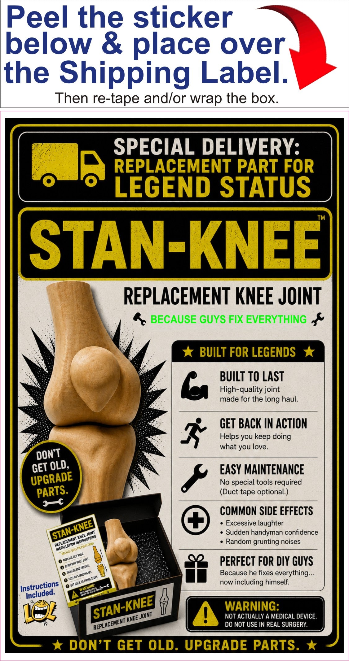 Funny Father’s Day Gift for DIY Dads & Hardworking Husbands - STAN-KNEE™ Replacement Knee Joint  Kit