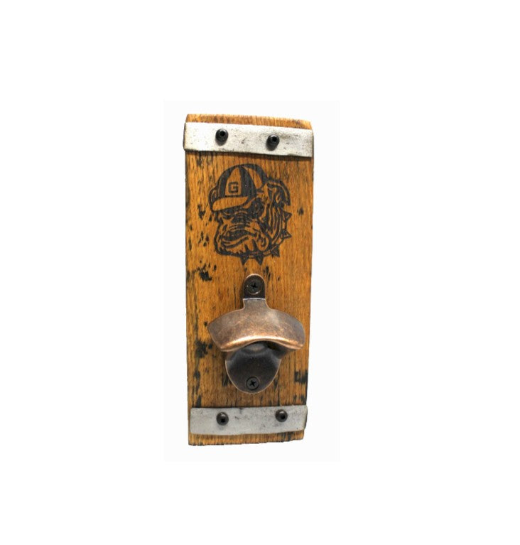 Oak Wall Bottle Opener – Rustic Whiskey Barrel Opener (Gift for Him)