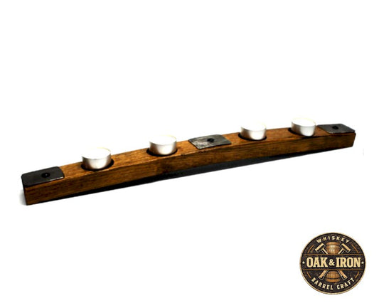 Whiskey Barrel Stave Tealight Candle Holder – Rustic Reclaimed Barrel Wood Centerpiece