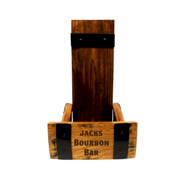 Whiskey Barrel Bottle Holder – Rustic Wood Liquor Display Stand for Bar, Man Cave or Gifts