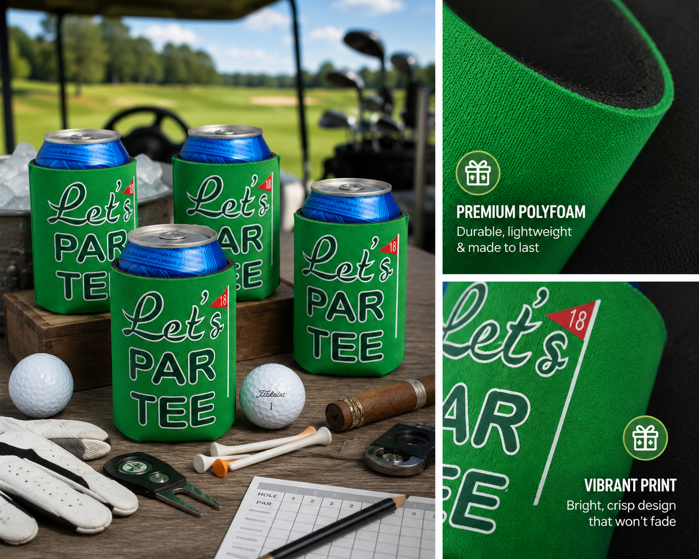 Let’s PAR TEE™ Golf Can Cooler – Funny Golf Gift for Golfers, Bachelor Parties & Tournaments