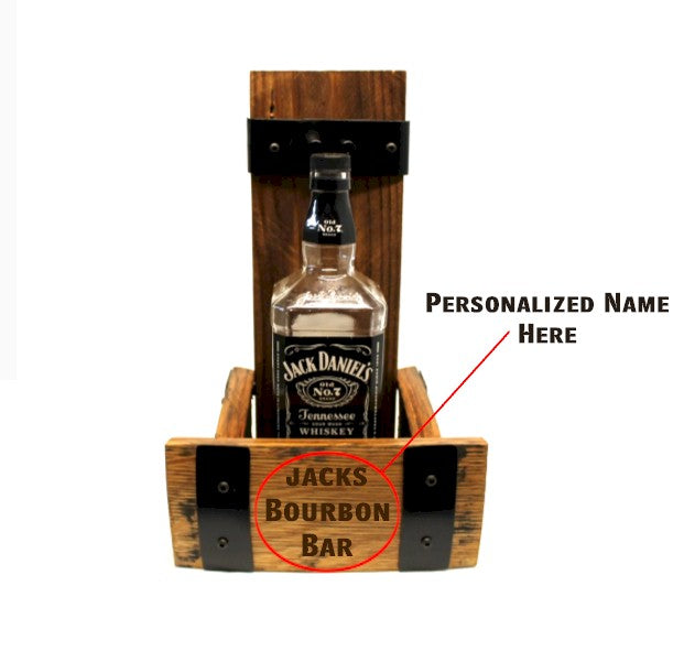 Whiskey Barrel Bottle Holder – Rustic Wood Liquor Display Stand for Bar, Man Cave or Gifts