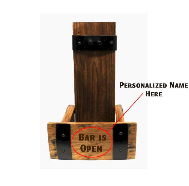 Whiskey Barrel Bottle Holder – Rustic Wood Liquor Display Stand for Bar, Man Cave or Gifts