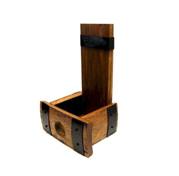 Whiskey Barrel Stave Bottle Holder – Bung Hole Edition – Rustic Wall Mount Liquor Display