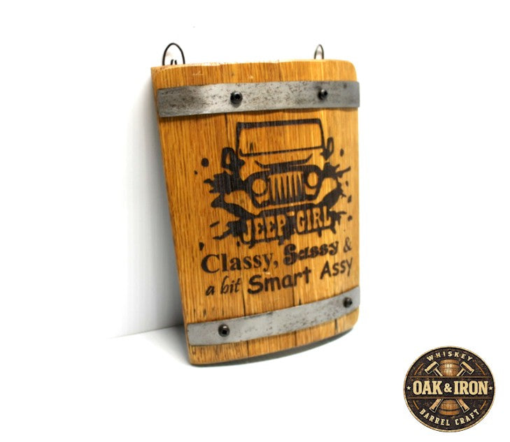 Jeep Girl Barrel Stave Wall Sign – Rustic Jeep Wrangler Wall Decor