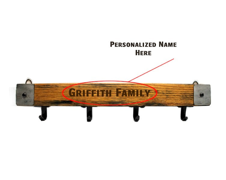 Whiskey Barrel Stave Key Holder – Rustic Reclaimed Wood 4 Hook Wall Key Rack