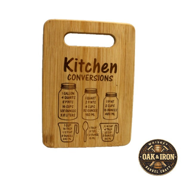 Kitchen Conversion Cutting Board – Engraved Bamboo Measurement Conversion Board (3 Sizes)