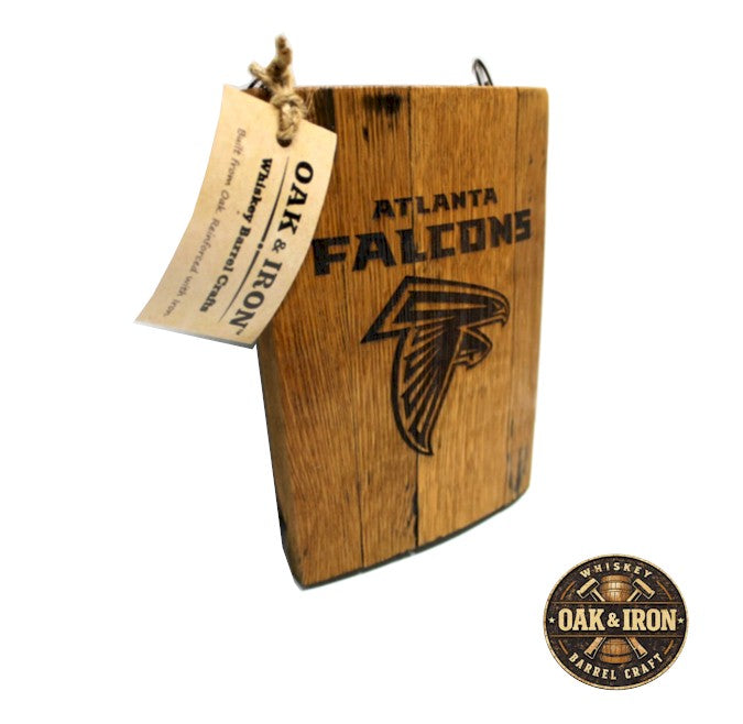 Atlanta Falcons whiskey barrel wall decor sign made from reclaimed oak stave