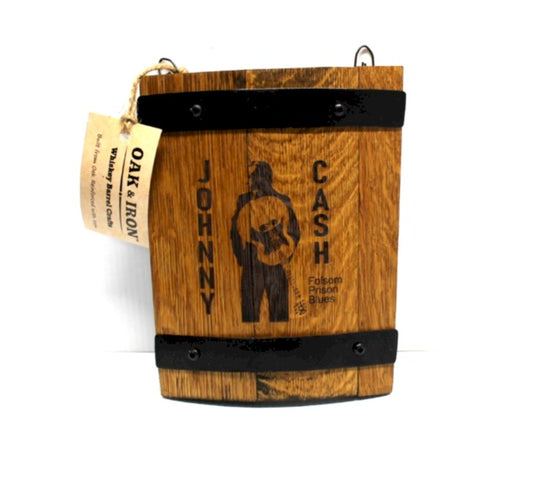 Johnny Cash Whiskey Barrel Stave Wall Sign – Folsom Prison Blues Rustic Wood Music Décor