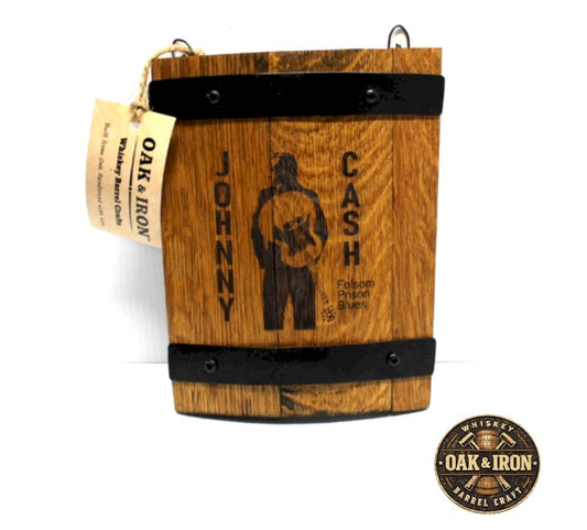 Johnny Cash Whiskey Barrel Stave Wall Sign – Folsom Prison Blues Rustic Wood Music Décor