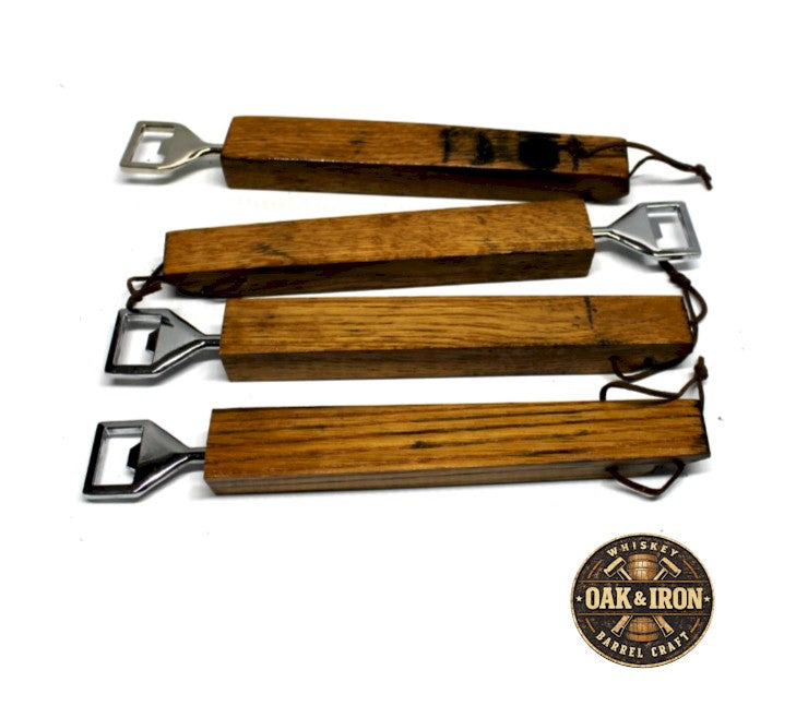 Rustic Wooden Bottle Opener – Whiskey Barrel Handheld Beer Opener for Bar or Gift for Him