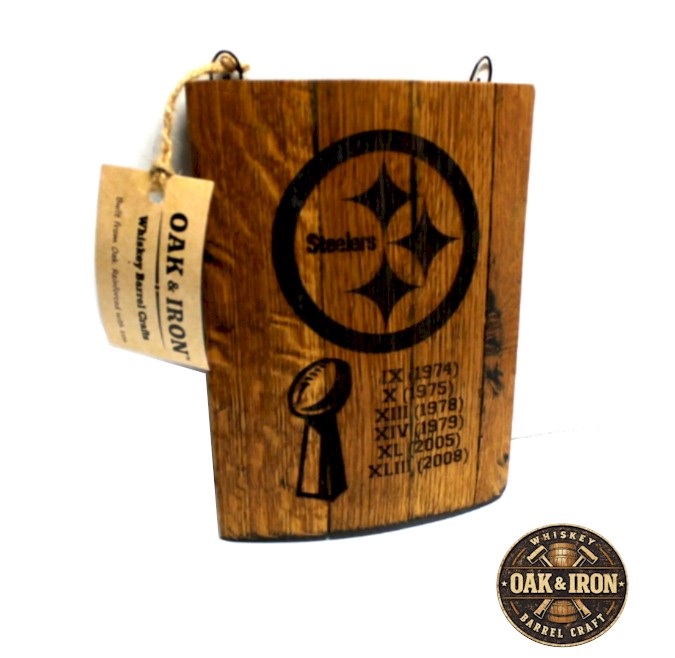 Black & Gold Football Barrel Stave Wall Decor – Reclaimed Wood Rustic Fan Sign for Man Cave or Home Bar