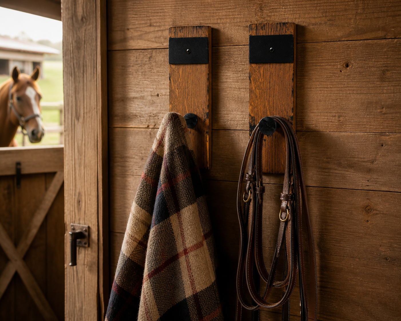 Rustic Railroad Spike Wall Hooks – Unique Man Cave Gift from Reclaimed Whiskey Barrel Wood