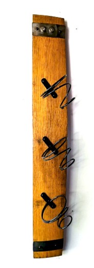 Oak Wine Rack Gift – Whiskey Barrel 3 Bottle Wall Mount (Rustic Gift for Him)