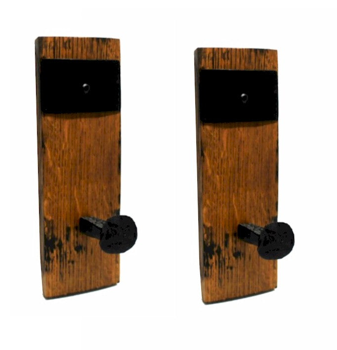 Rustic Railroad Spike Wall Hooks – Unique Man Cave Gift from Reclaimed Whiskey Barrel Wood