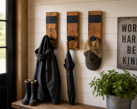 Whiskey Barrel Railroad Spike Wall Hooks – Rustic Gift for Cabin, Entryway or Man Cave
