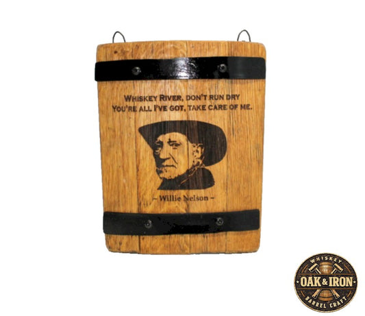 Whiskey River Inspired Barrel Stave Wall Sign – Rustic Country Music Bar Decor